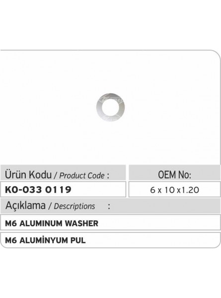 M6 ALUMINUM WASHER 6 X 10 X 1.20