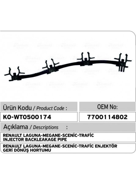 Обратная трубка форсунки 7700114802 Renault Laguna-Megane-Scenic-Trafic 