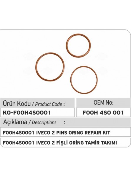 Ремкомплект резиновых колец F00H4S0001 Iveco